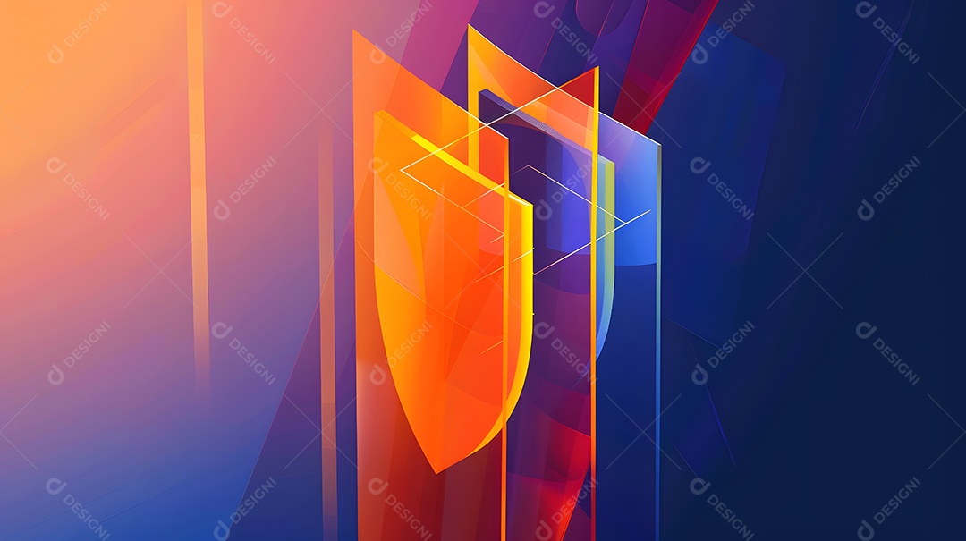 Formas abstratas representando um firewall bloqueando o acesso não autorizado
