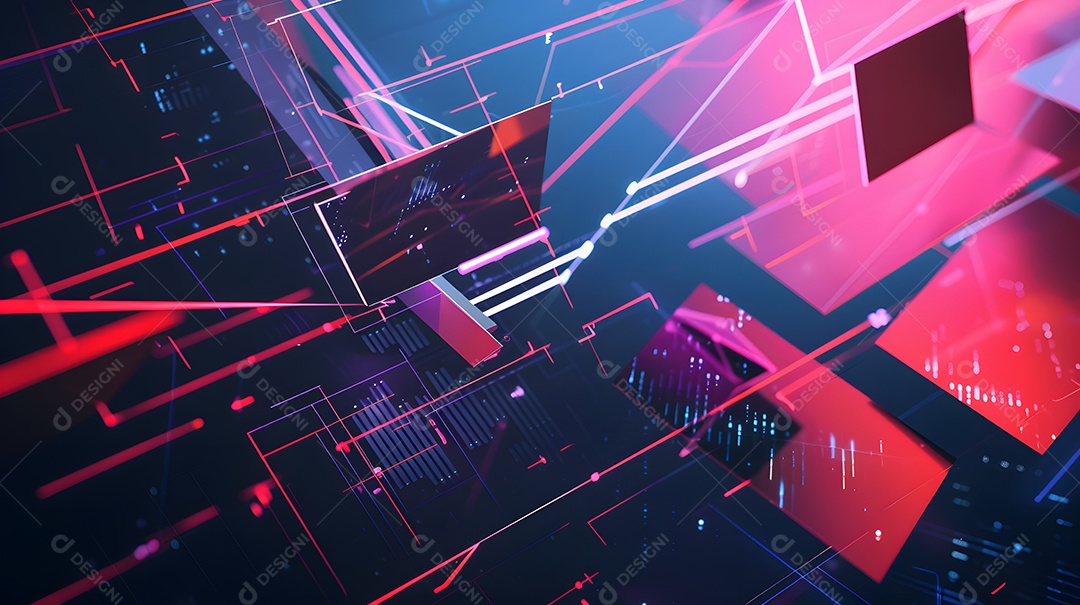 Formas abstratas representando um firewall bloqueando o acesso não autorizado