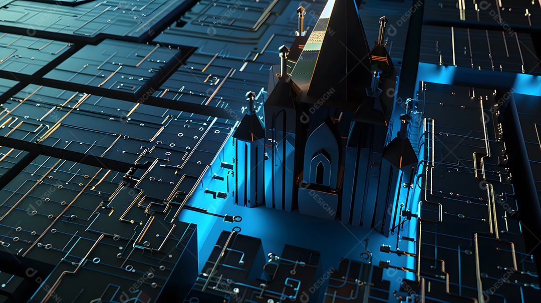 Camadas de criptografia formando uma fortaleza virtual