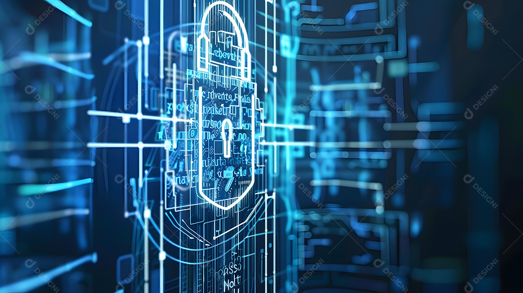 Camadas de protocolos de segurança formando um escudo contra ameaças cibernéticas