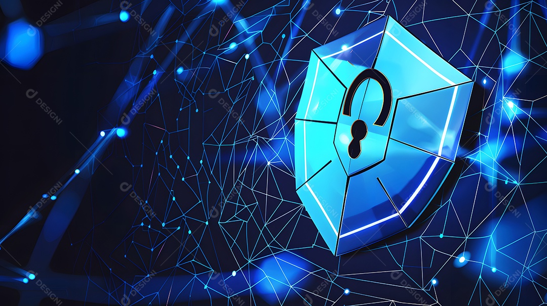 Camadas de protocolos de segurança formando um escudo contra ameaças cibernéticas