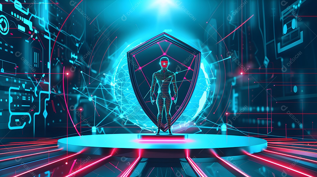 Um guardião digital vigiando uma rede para conexão segura