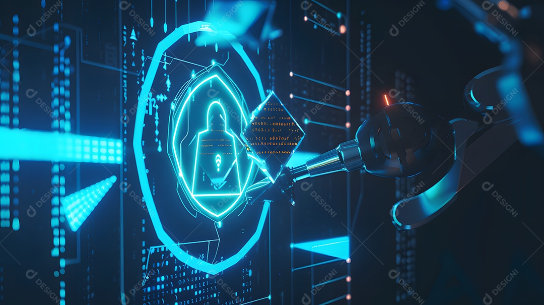 Um guardião digital vigiando uma rede para conexão segura