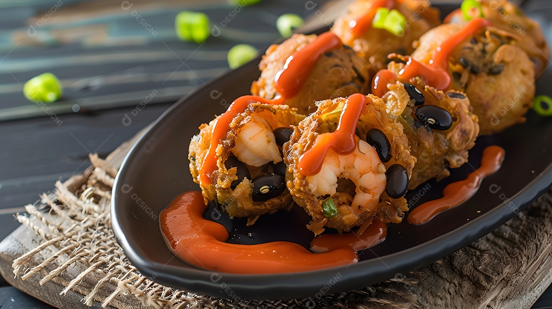 Acarajé bolinho frito de feijão fradinho recheado com camarão e molho picante
