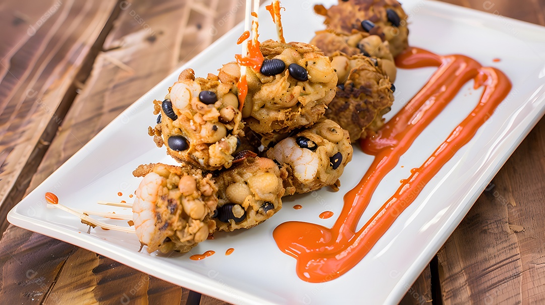 Acarajé bolinho frito de feijão fradinho recheado com camarão e molho picante