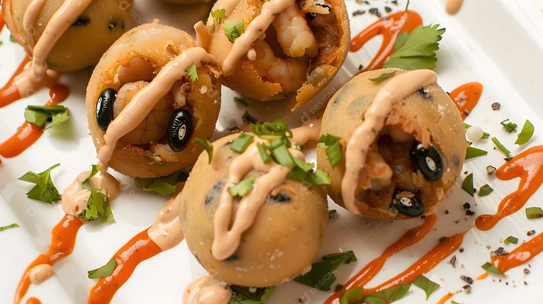 Acarajé bolinho frito de feijão fradinho recheado com camarão e molho picante