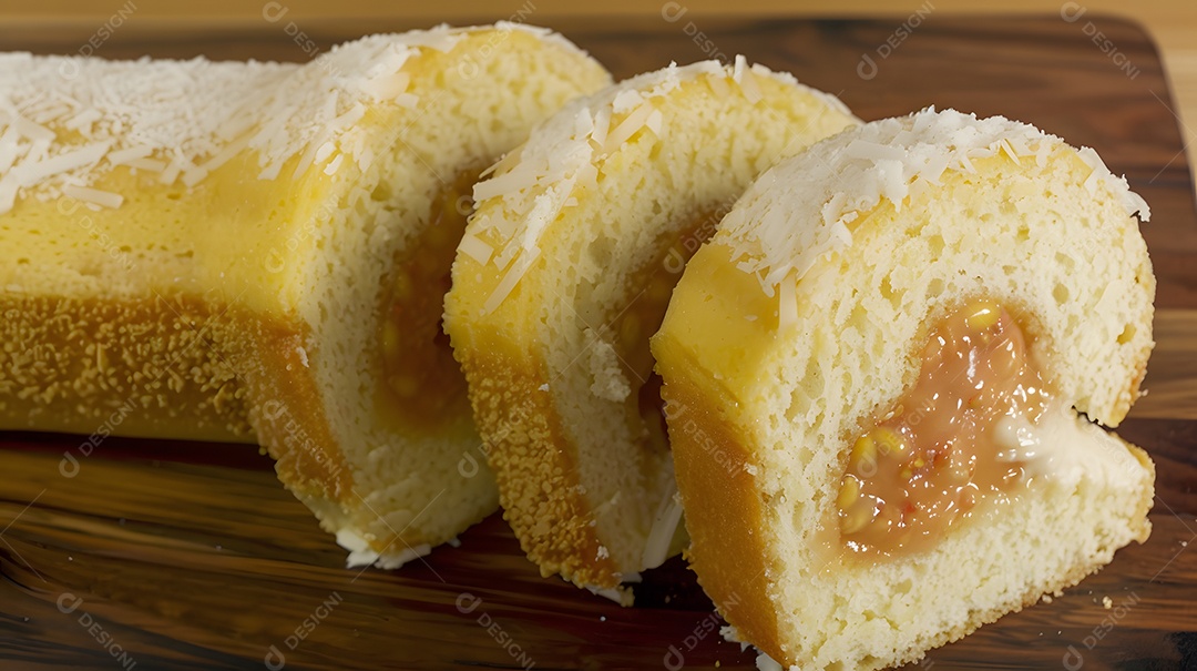 Bolo de rolo pão de ló enrolado com recheio de goiabada