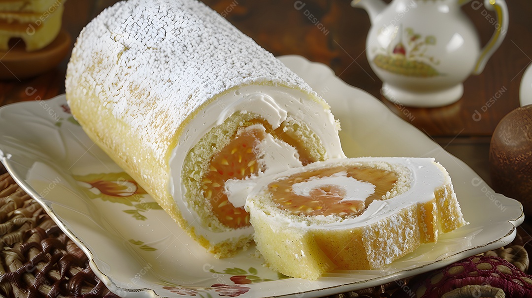 Bolo de rolo pão de ló enrolado com recheio de goiabada