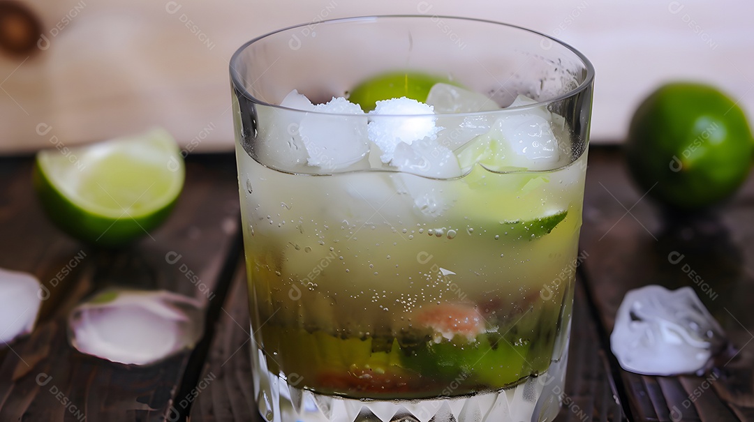 Um clássico coquetel brasileiro feito com cachaça açúcar e limão