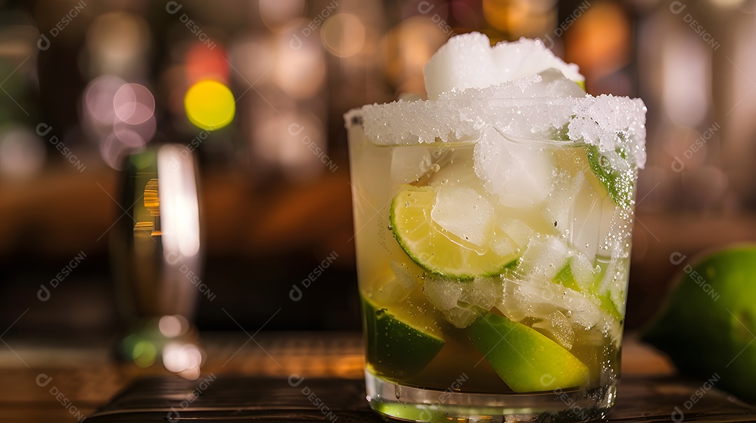 Um clássico coquetel brasileiro feito com cachaça açúcar e limão