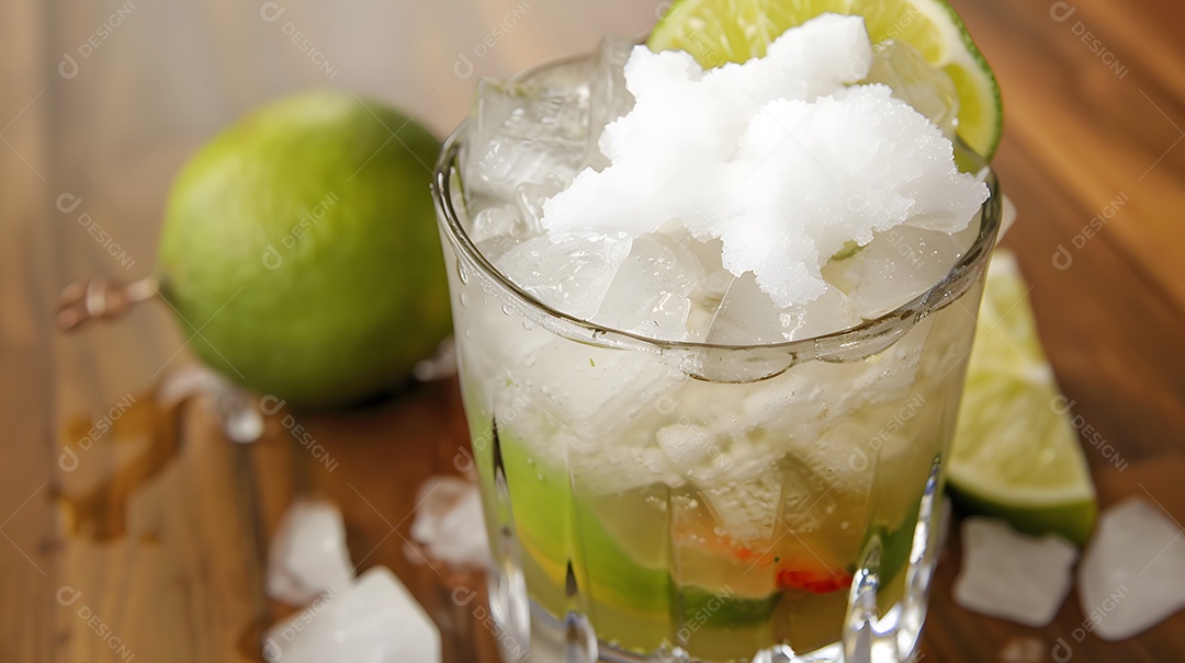 Um clássico coquetel brasileiro feito com cachaça açúcar e limão