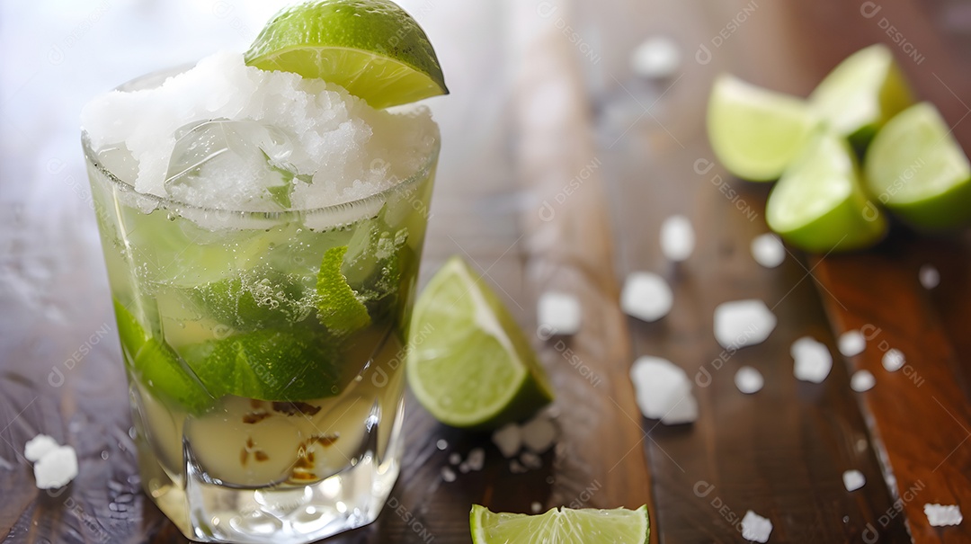 Um clássico coquetel brasileiro feito com cachaça açúcar e limão