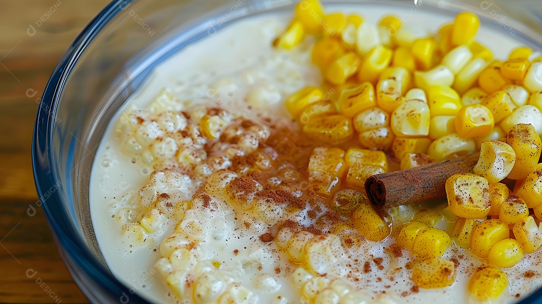 Canjica um pudim de milho doce feito com leite de coco e canela