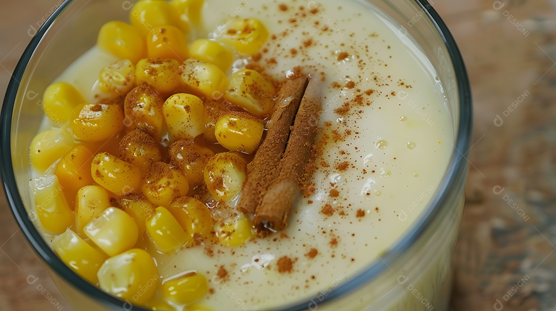 Canjica um pudim de milho doce feito com leite de coco e canela