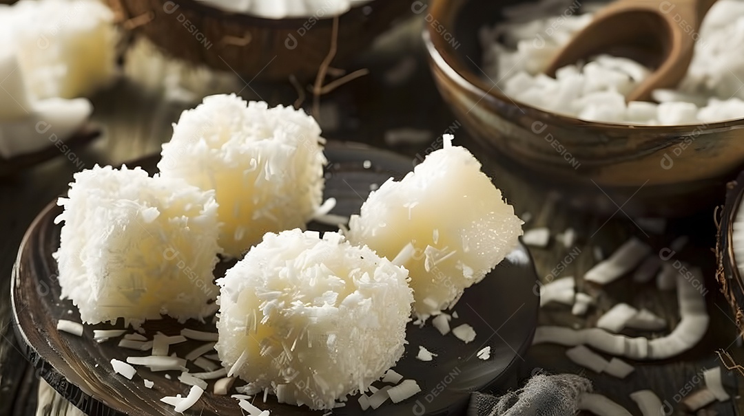 Cocada um doce de coco geralmente feito com açúcar e leite condensado