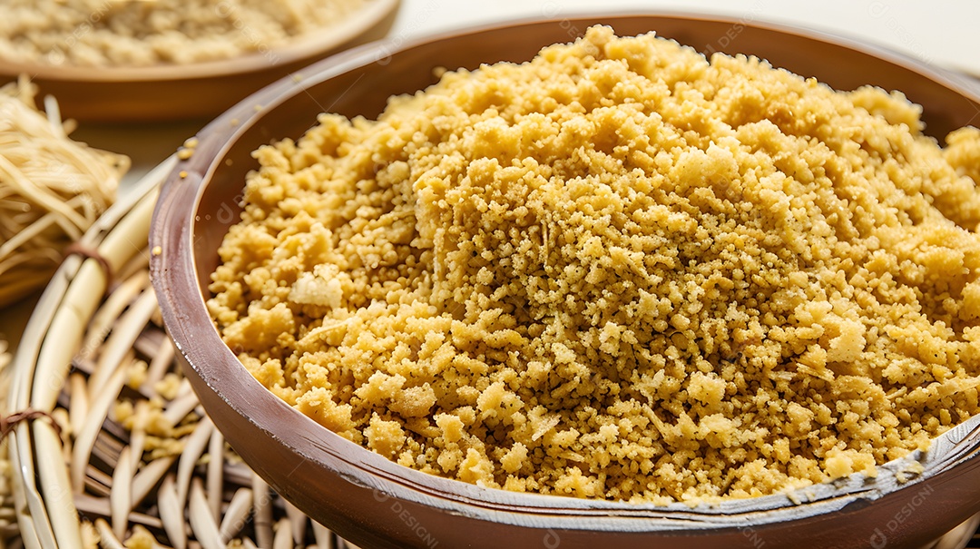 Farofa uma mistura de farinha de mandioca torrada