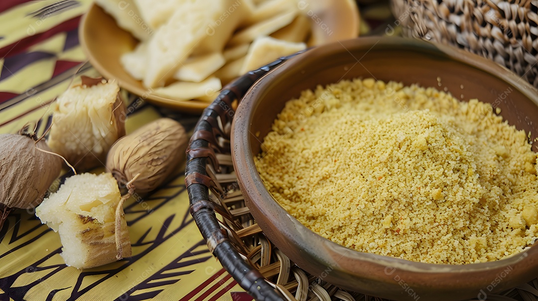 Farofa uma mistura de farinha de mandioca torrada