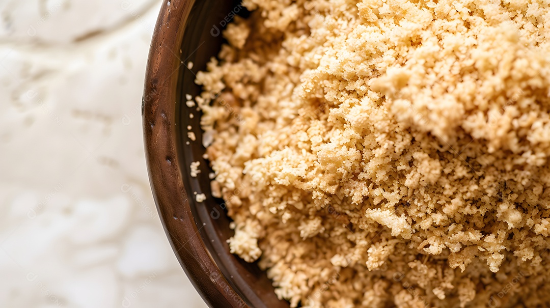 Farofa uma mistura de farinha de mandioca torrada