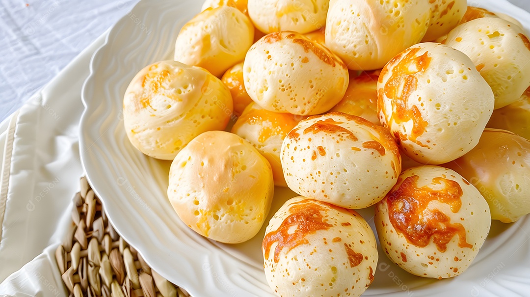 Pãezinhos de queijo servidos quentes