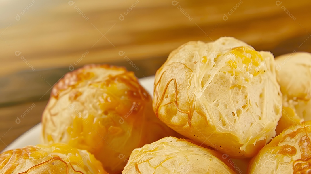 Pãezinhos de queijo servidos quentes