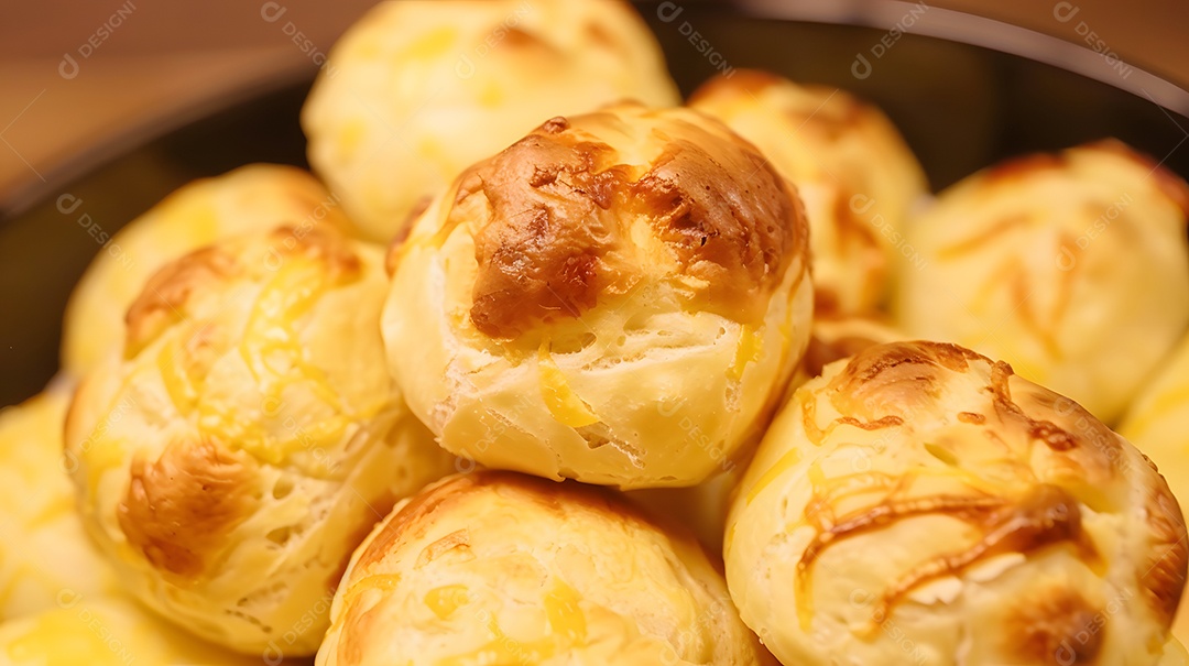 Pãezinhos de queijo servidos quentes