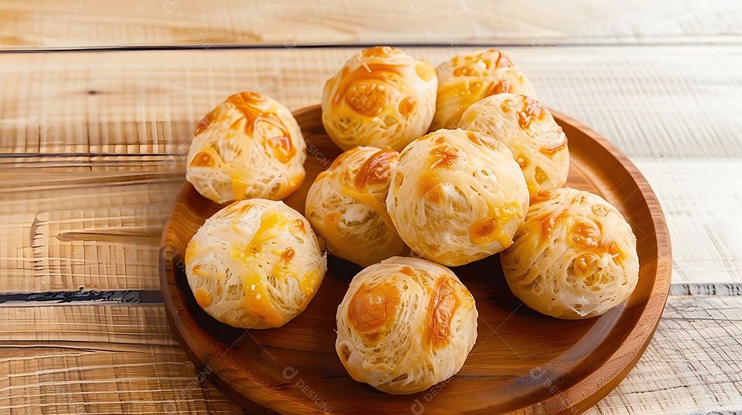 Pãezinhos de queijo servidos quentes