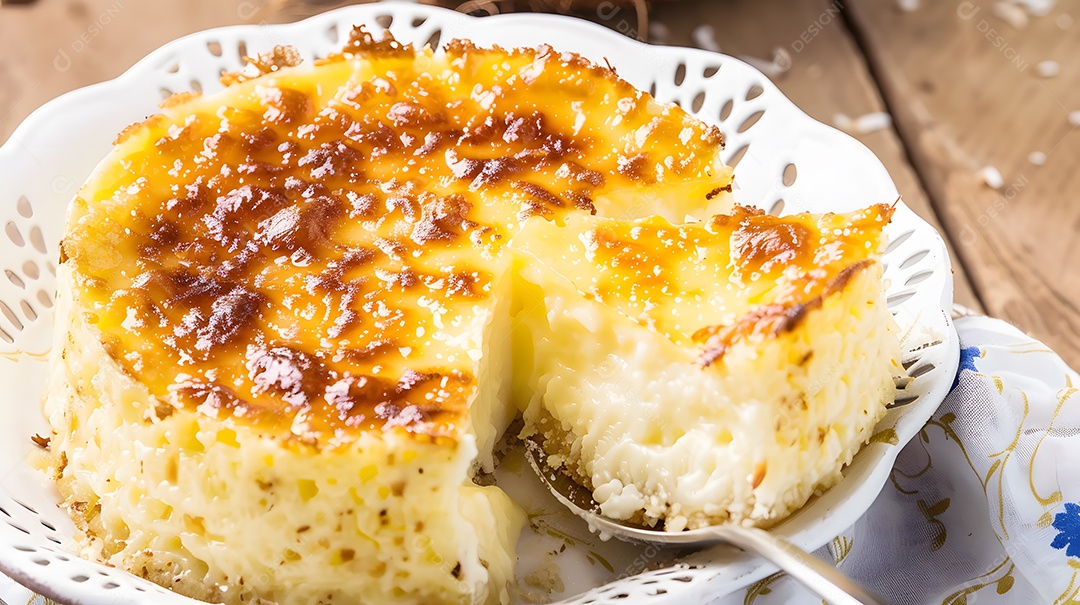 Queijadinha sobremesa assada de coco e queijo