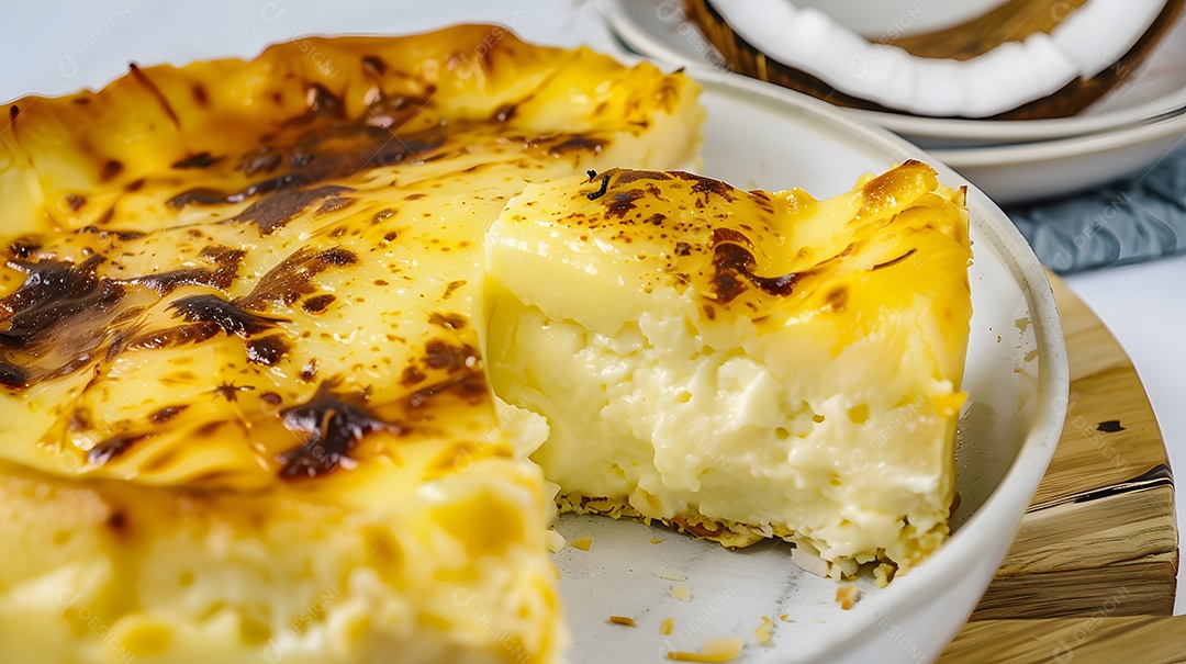 Queijadinha sobremesa assada de coco e queijo