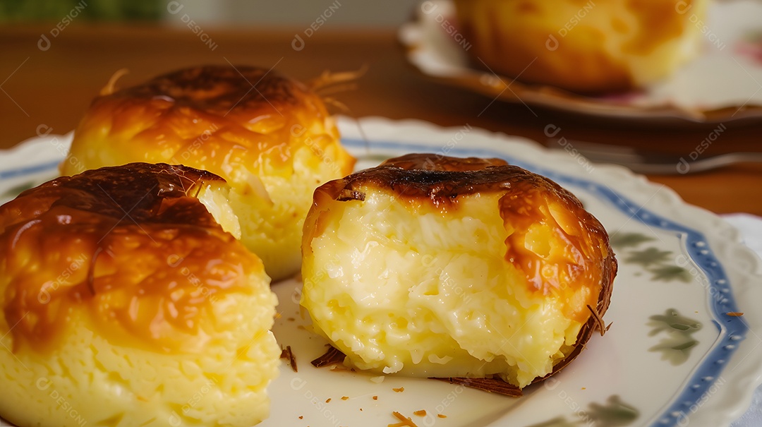 Queijadinha sobremesa assada de coco e queijo