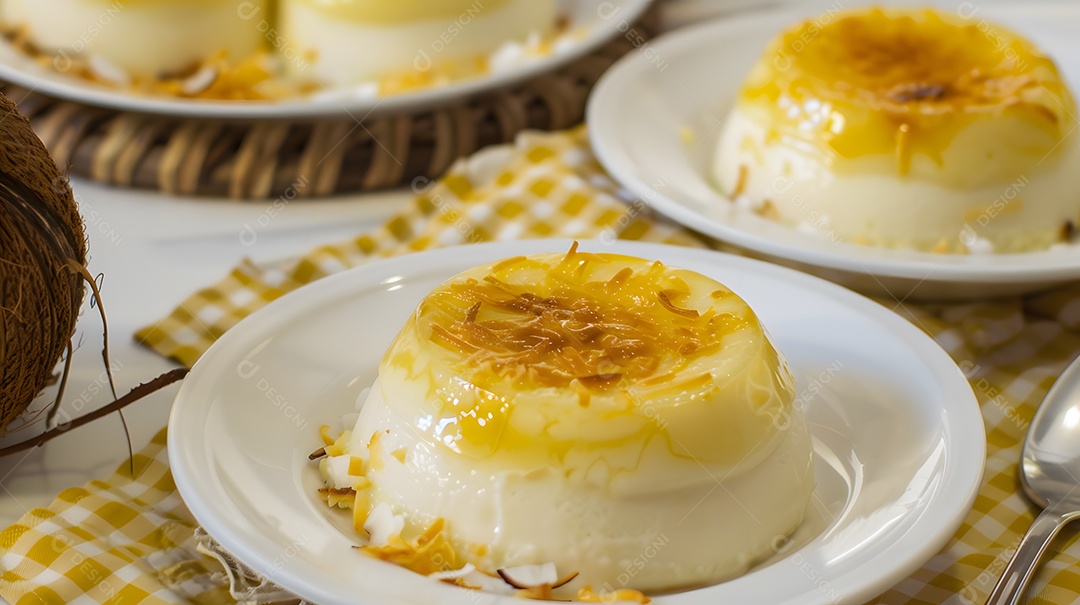 Queijadinha sobremesa assada de coco e queijo