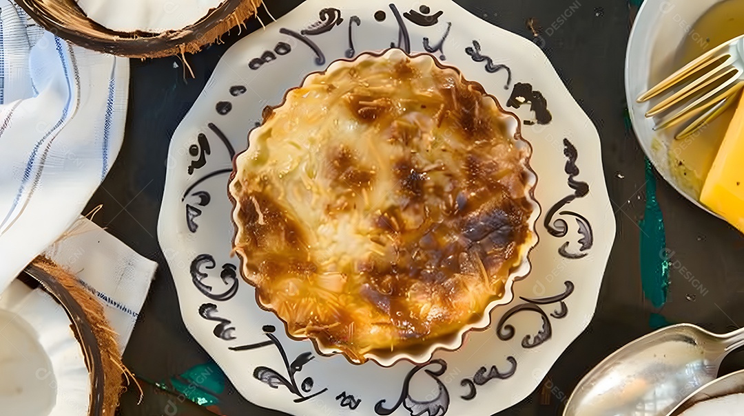 Queijadinha sobremesa assada de coco e queijo