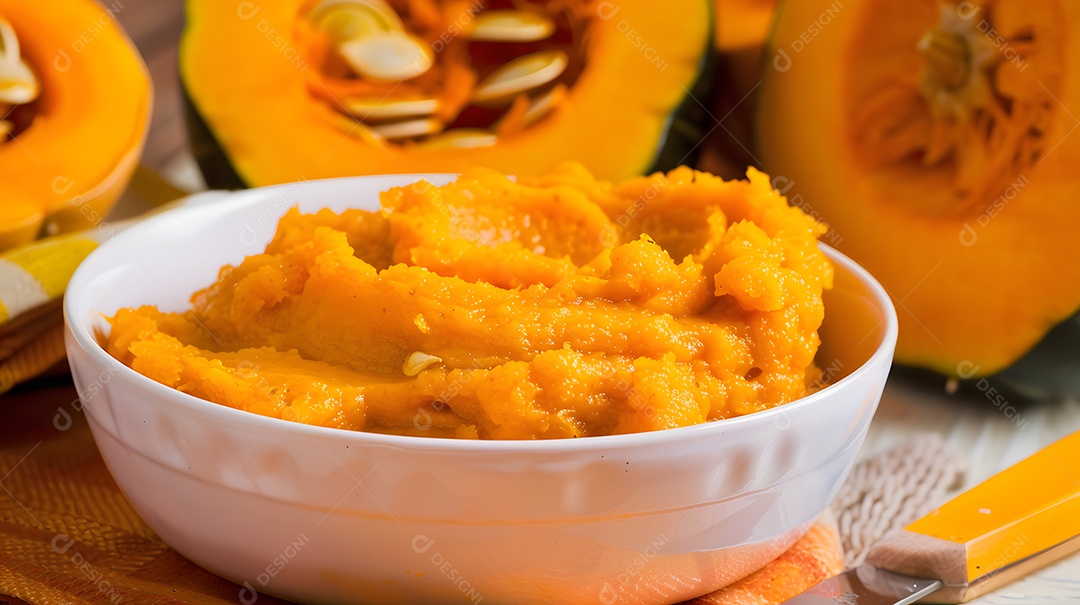 Quibebe um saboroso purê de abóbora frequentemente servido como acompanhamento