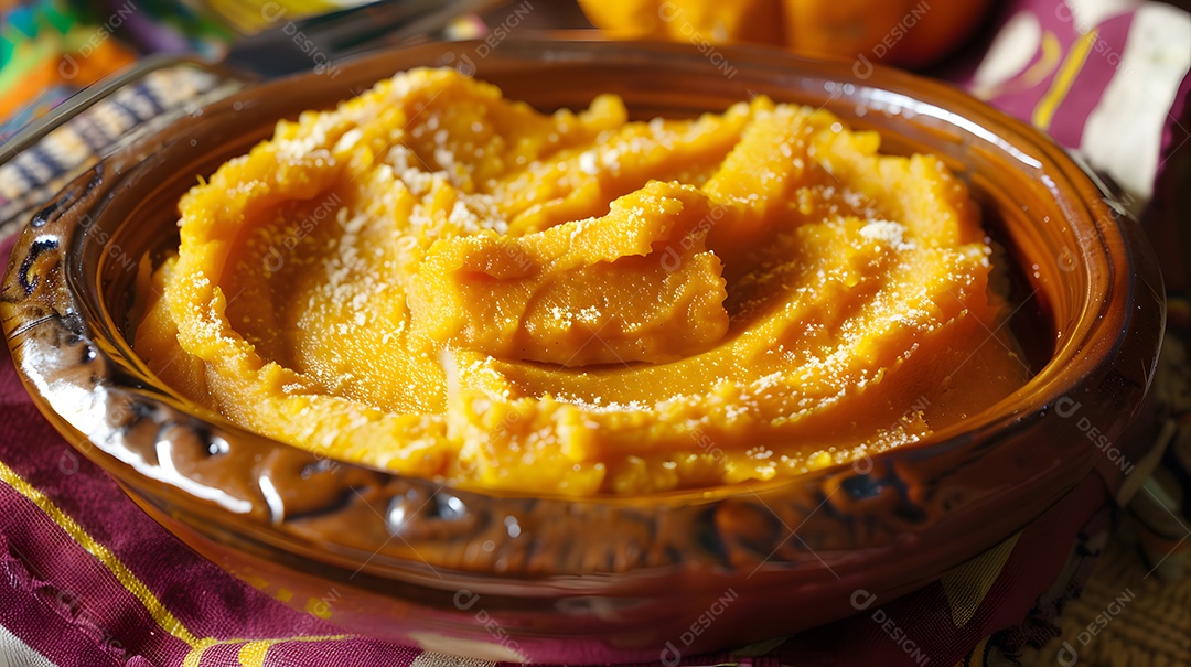Quibebe um saboroso purê de abóbora frequentemente servido como acompanhamento