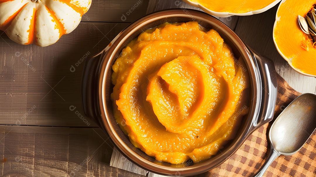 Quibebe um saboroso purê de abóbora frequentemente servido como acompanhamento