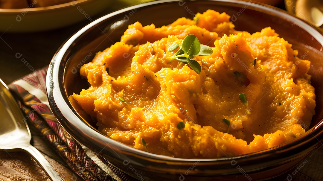 Quibebe um saboroso purê de abóbora frequentemente servido como acompanhamento