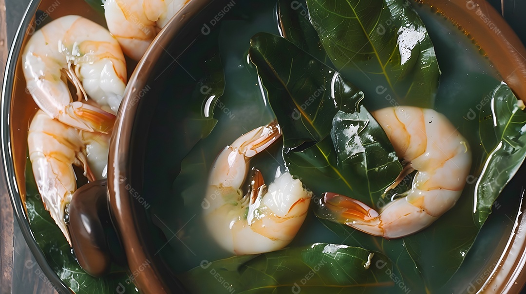 Tacaca uma sopa picante feita com folhas de jambu e camarão