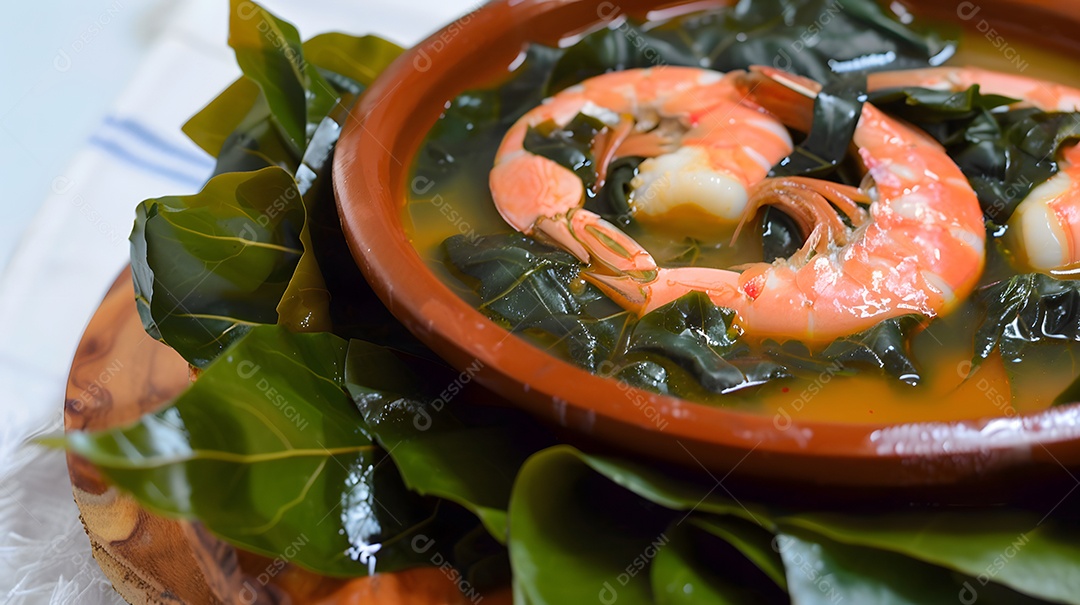 Tacaca uma sopa picante feita com folhas de jambu e camarão