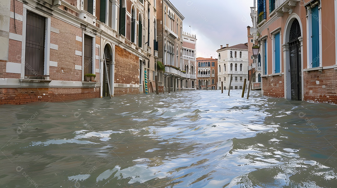 O som da água batendo nas laterais dos edifícios