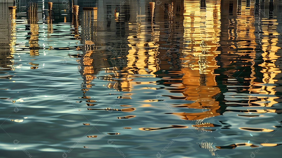 Uma cidade submersa na água com edifícios parcialmente submersos