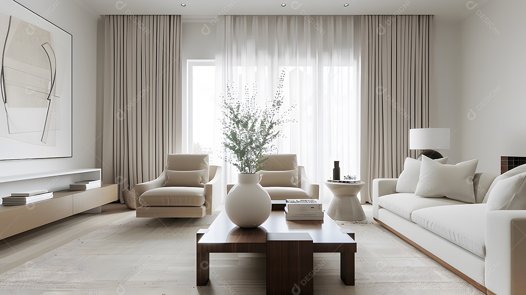 Uma serena praia azul turquesa com palmeiras balançando na brisa suave