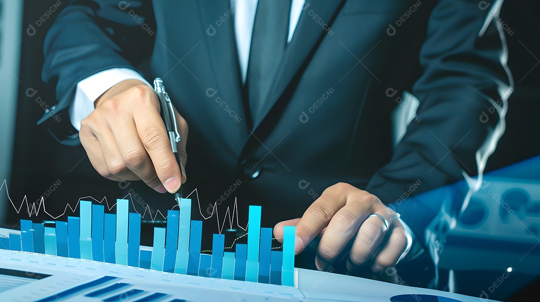 Um empresário com uma maleta andando propositalmente