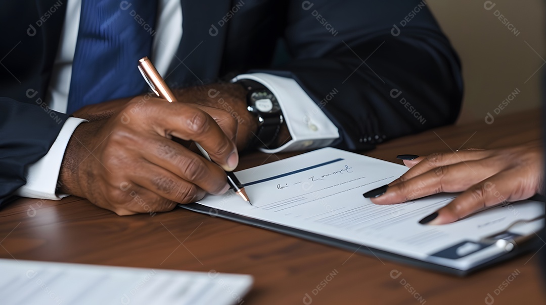 Um CEO assinando documentos importantes