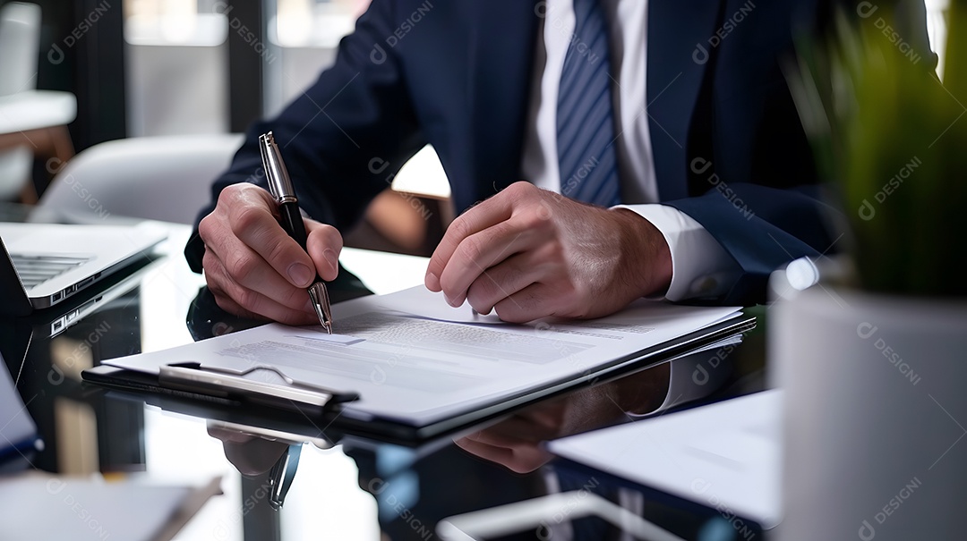 Um CEO assinando documentos importantes