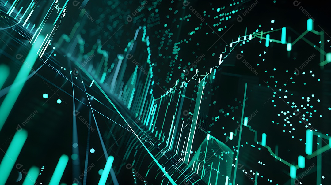 Visualização abstrata das tendências do mercado de ações