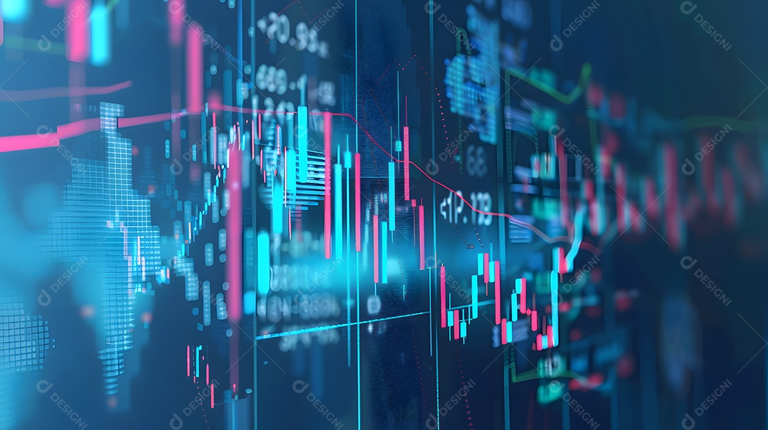 Visualização abstrata das tendências do mercado de ações