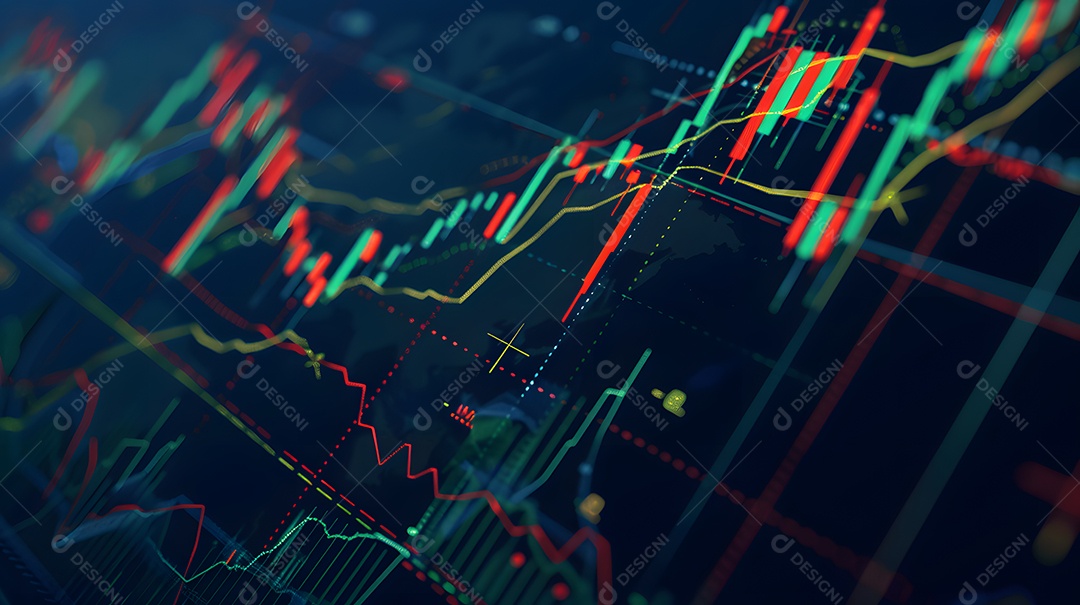 Visualização abstrata das tendências do mercado de ações