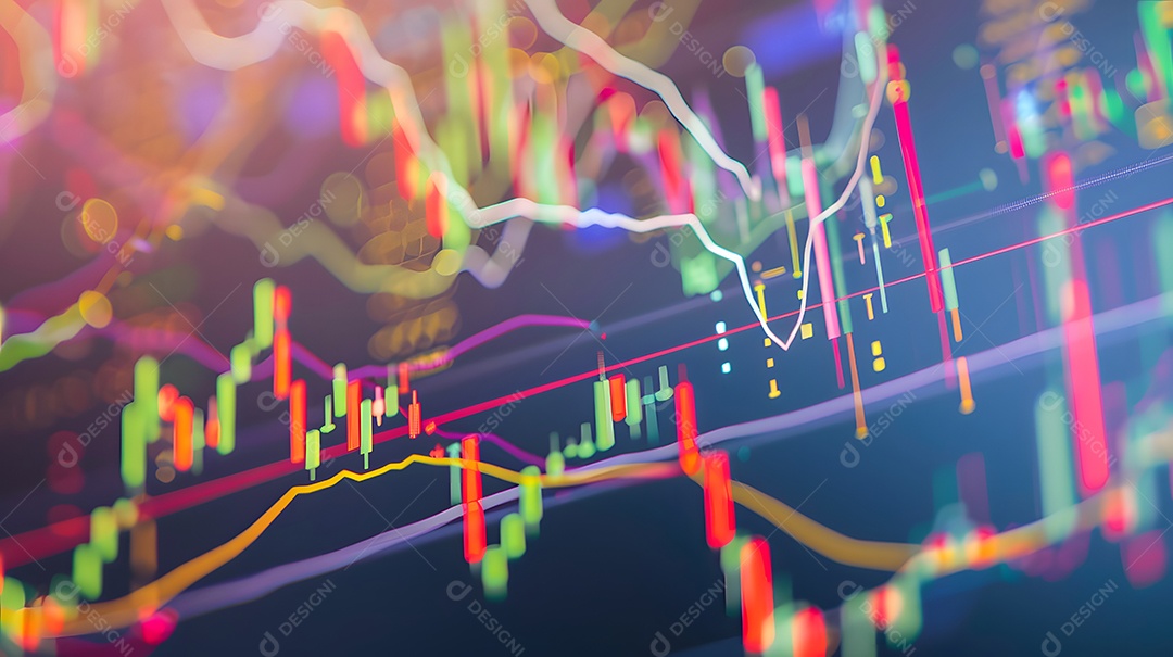 Visualização abstrata das tendências do mercado de ações