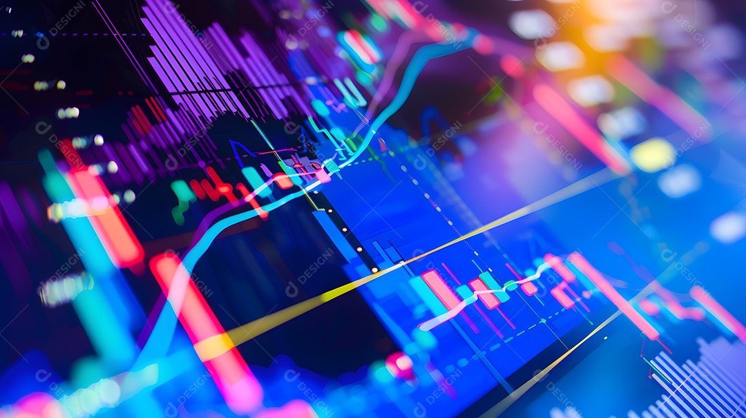 Visualização abstrata das tendências do mercado de ações