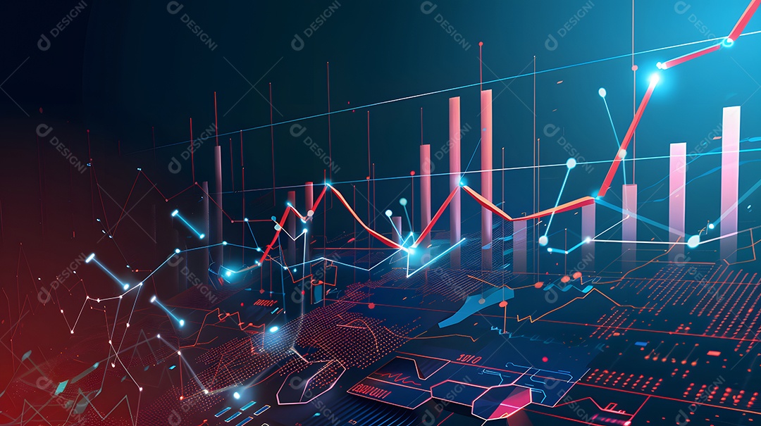 Gráfico de negócios com elementos de design futurista