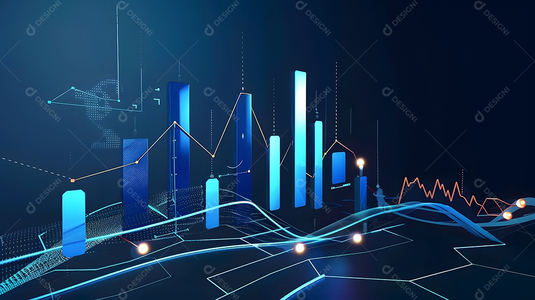 Gráfico de negócios com elementos de design futurista